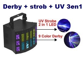 Ibiza - COMBI-STUV 3 en 1 Strob Blanc & UV DMX